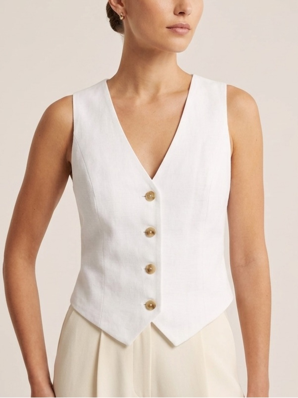 Aritzia Wilfred Pacino Vest Crepette Linen Blend Size 00